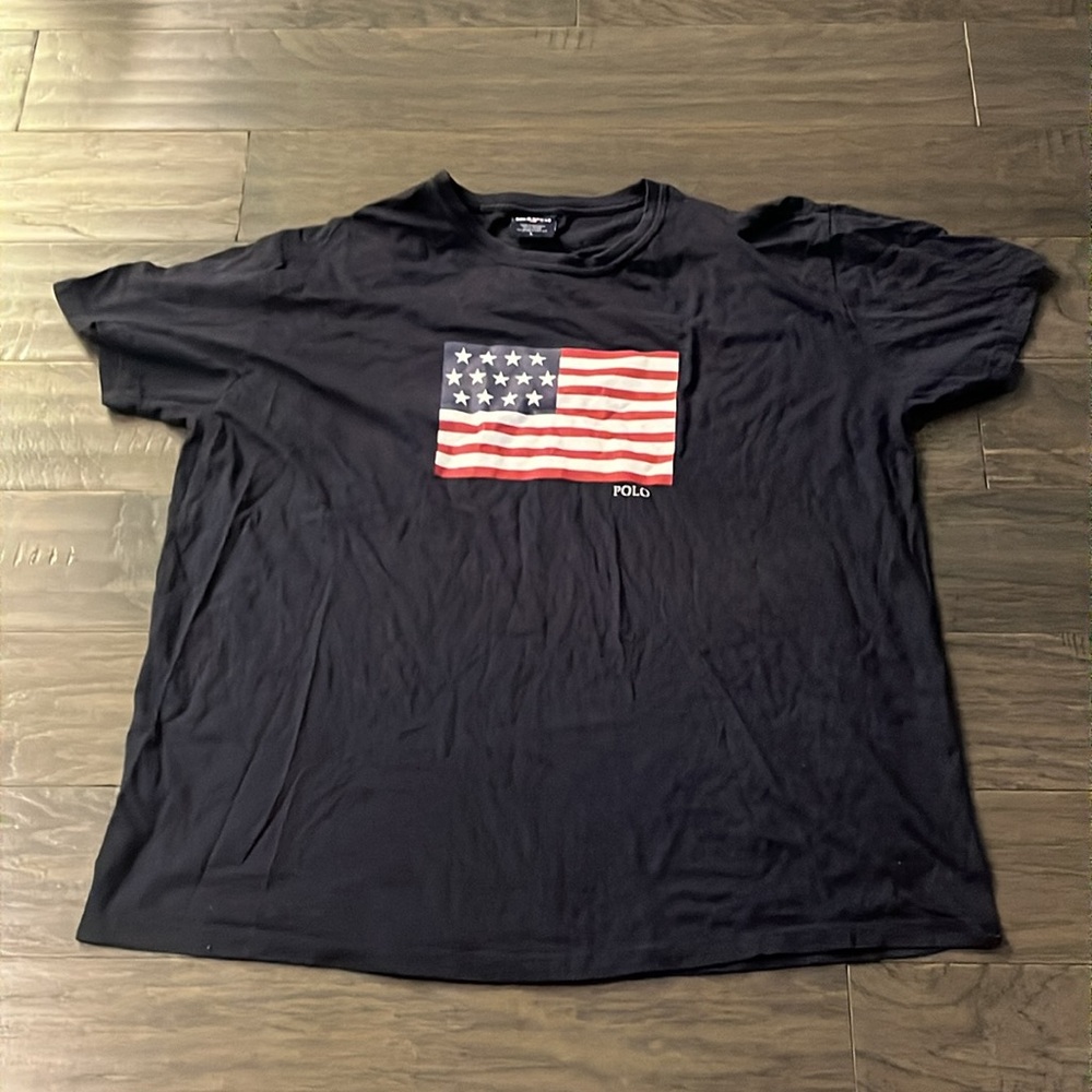 Polo Sport American Flag T Shirt Vintage USA Fabric Mens Size Large